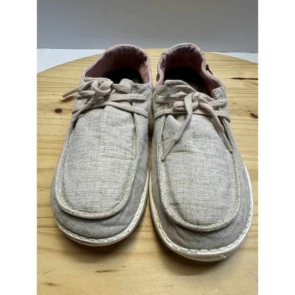 Hey Dude‎ Wendy Chambray White Nut Women's Slip On Loafer Shoes Size 8